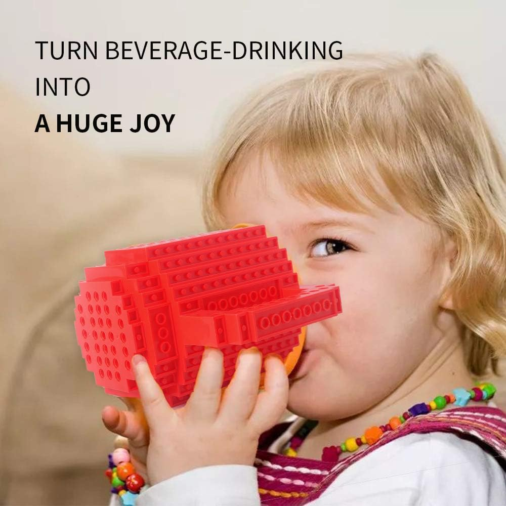 Lumsburry Build-On Brick Coffee Mug, Funny DIY Novelty Cup with Building Blocks Creative Present for Kids Men Women Xmas Birthday(Red) image number 5