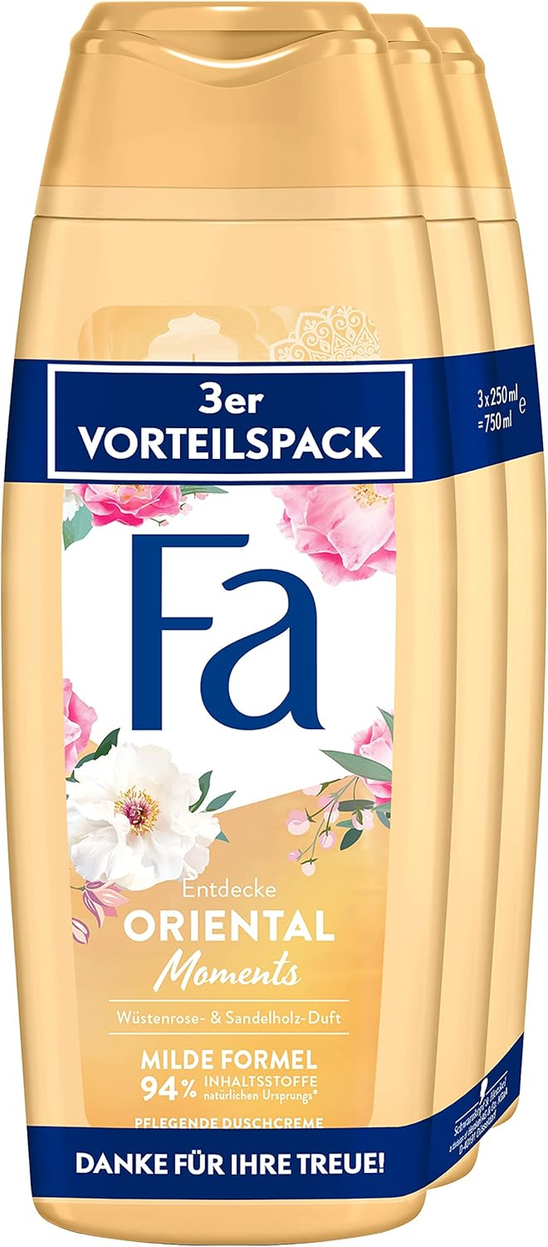 Fa Oriental Moments Nourishing Shower Gel with the Delicate Fragrance of Desert Rose & Sandalwood Pack of 3 (3 X 250 Ml) image number 3