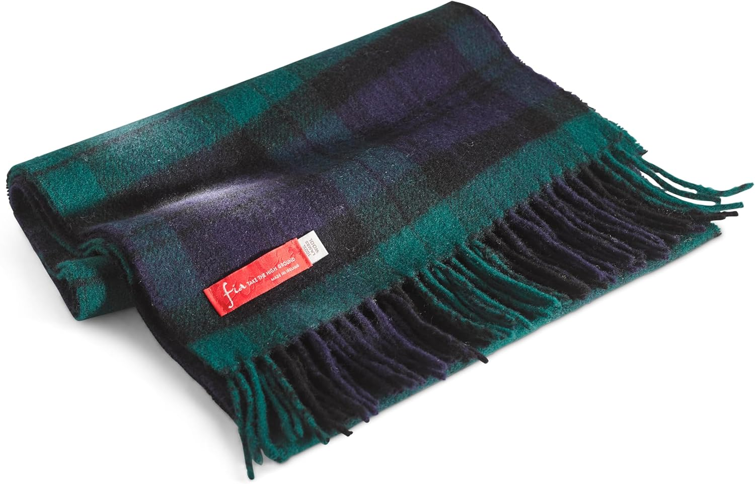 FIA Soft and Warm Irish Wool Plaid Scarf for Men, 12" Wide X 60" Long