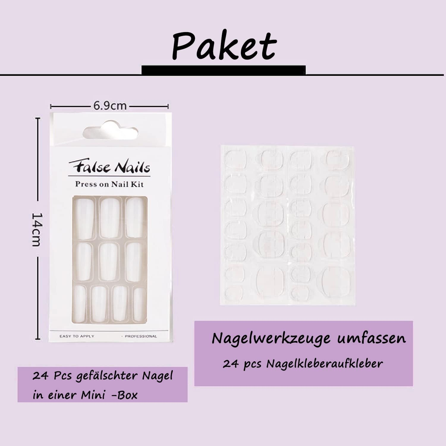 Medium False Nails, Silver Stripes French Nails for Gluing with Adhesive Stickers, 24 Pieces French Press on Nails, on Nails for Women and Girls, Valentine'S Day Fake Nails image number 2