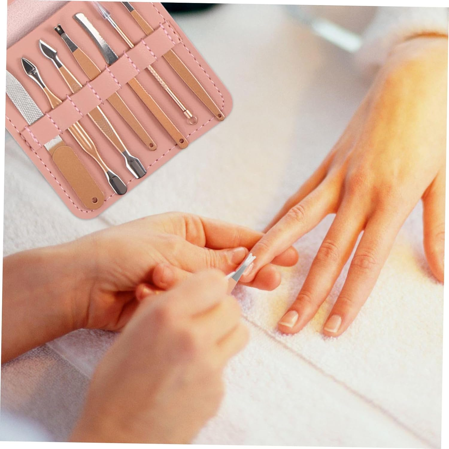 FOYTOKI Stainless Steel Nail Clipper Set Sturdy Manicure Tool Portable Grooming Kit Rose Gold Design for Home Use image number 1