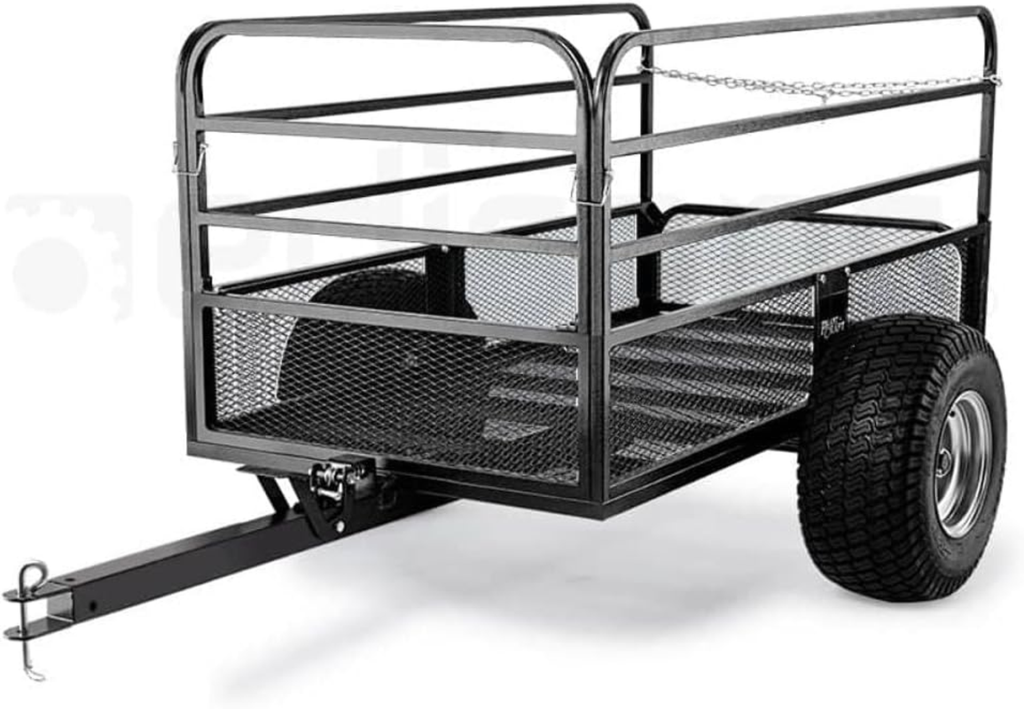 Plantcraft Dump Cart Mesh Towed Steel 1250LBS ATV Mower Trailer Garden Tray with Removable Side Rails image number 1
