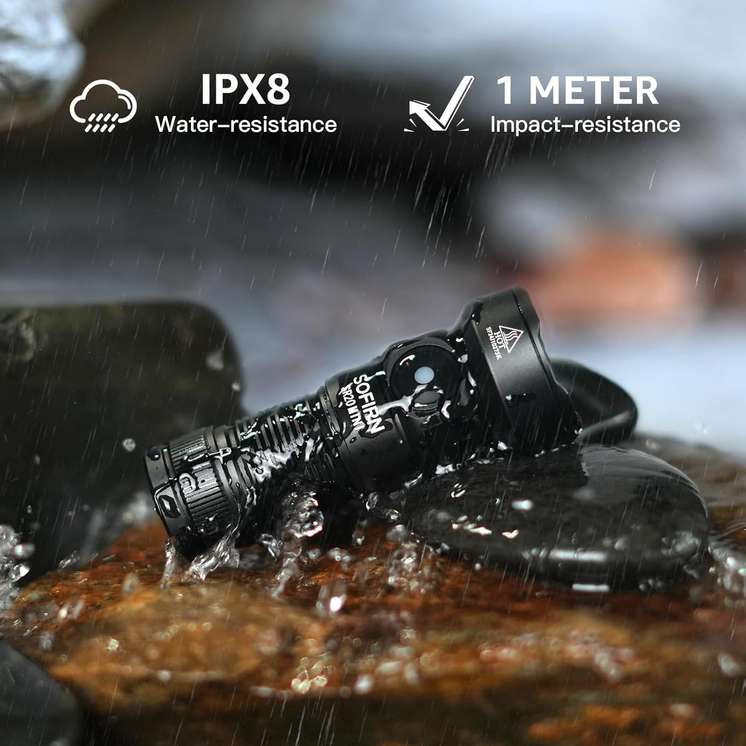 Sofirn LED Rechargeable Red Flashlight, SR20 Mini Bright Flashlight with 1200 Lumens Bright White Light, Red Light, Waterproof Samll Light for Camping Hiking Hunting Fishing image number 1