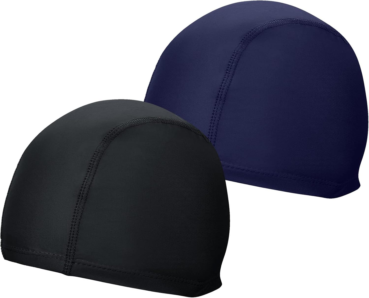 2 Pcs Elastic & Lightweight Swimming Caps, Comfortable Fabric Swimming Hats for Women Men Kids and Adults, Unisex Nylon/Non-Slip Bathing Caps for Long Short Hair image number 4