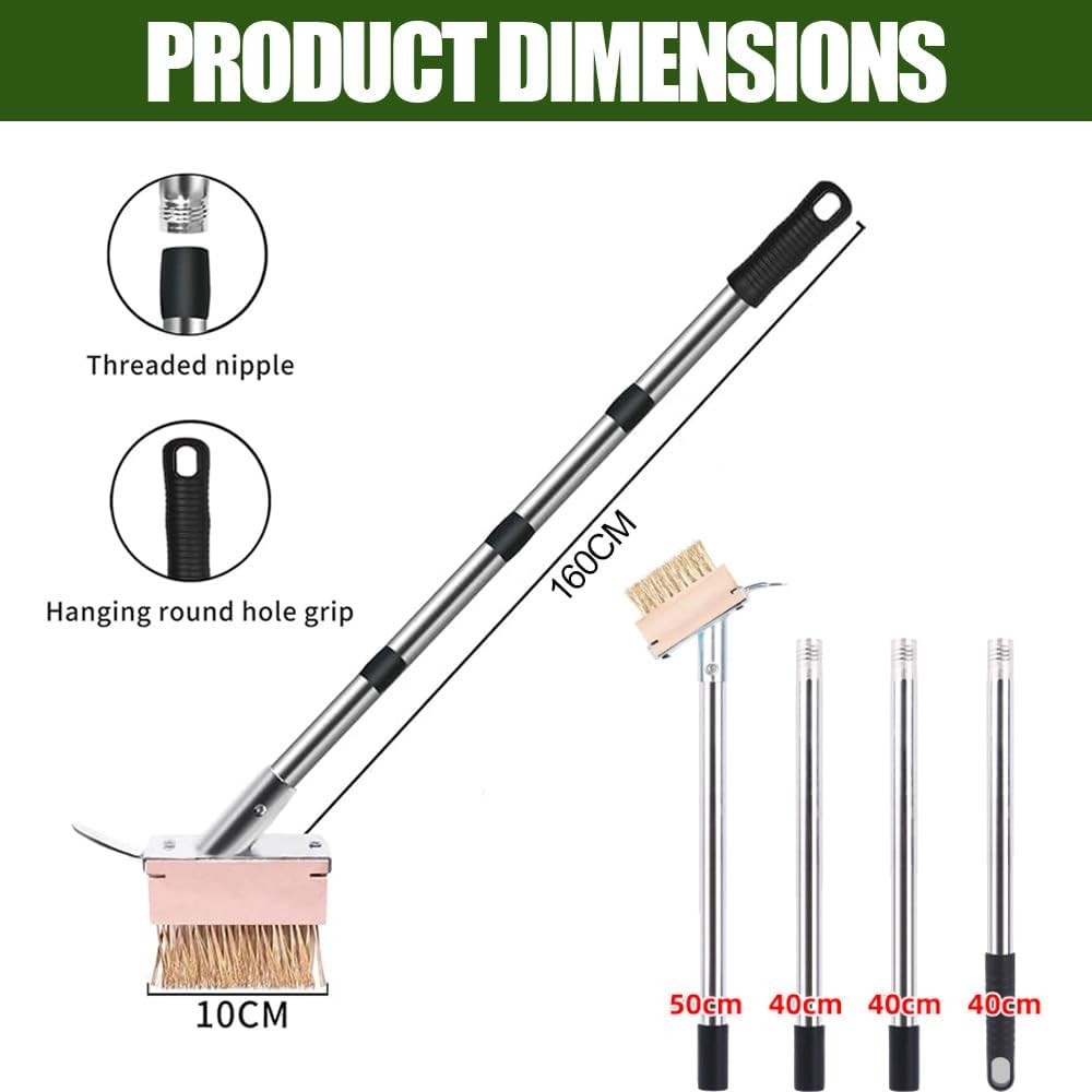 GUDAJIN Manual Crack Weeding Tool, Moss Weeder, Crack Weeder with Adjustable Stainless Steel Long Handle, Pulling Tool Brush for Deck, Patio, Sidewalk, Driveway Wall Cracks, Etc.
