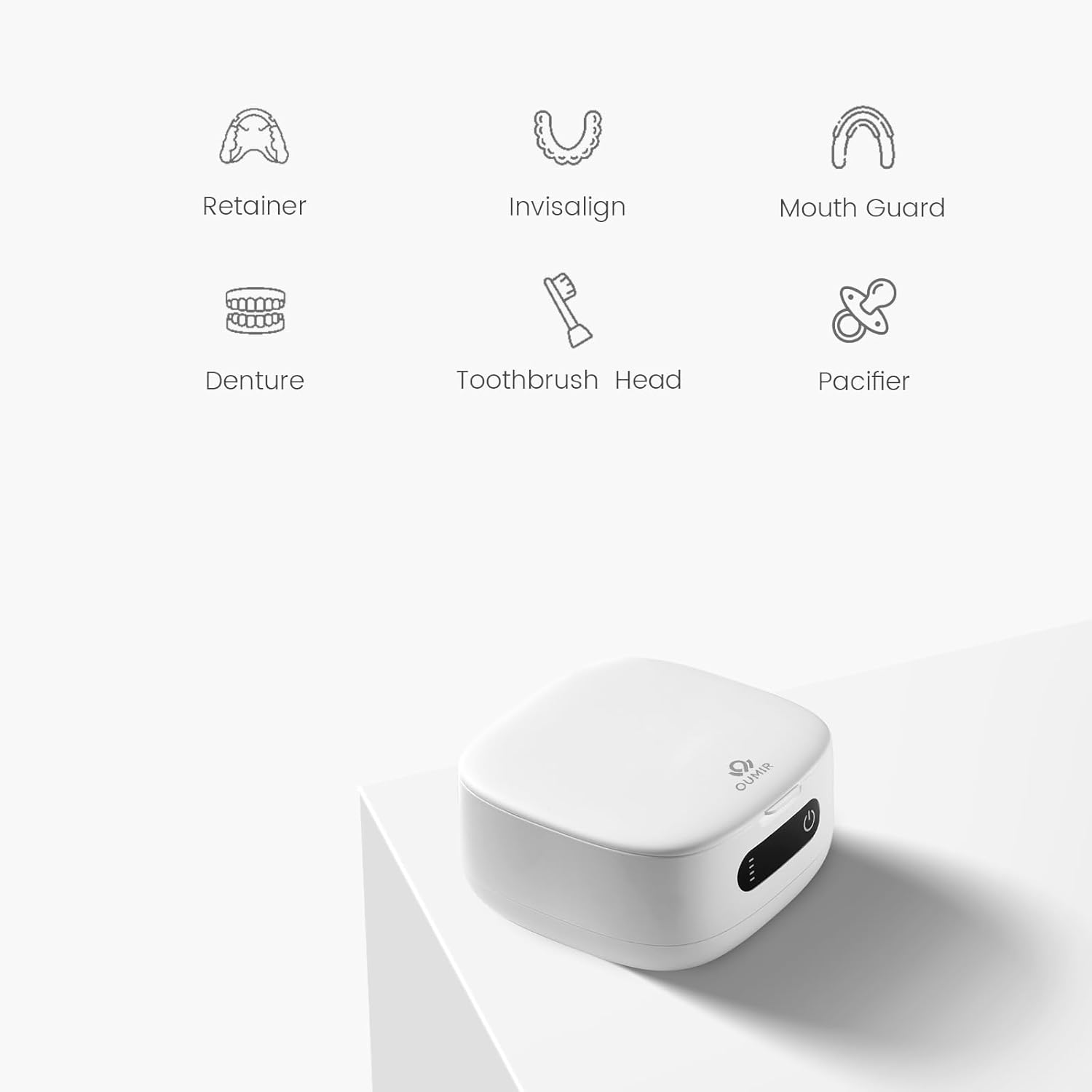 Dental Ultrasonic Retainer Cleaner Machine 52Khz Cordless Portable Movable UV Dental Cleaning Pod for Invisalign, Denture, Mouthguard, Nightguard, Jewelry, with Mirror, Outdoor Travel Cleaning image number 4