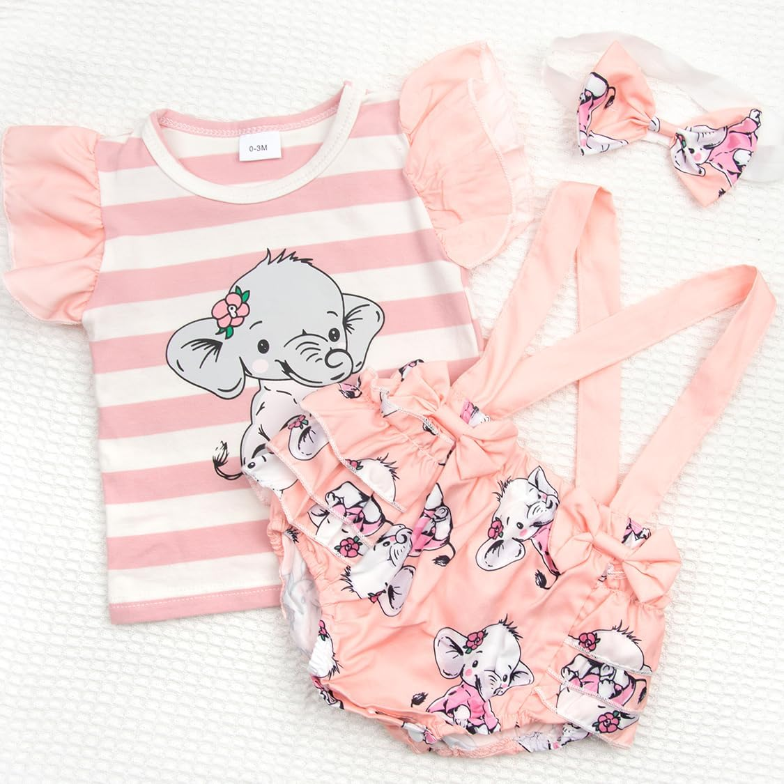 Reborn Baby Girl Doll Clothes Orange Suits Fit 20-22 Inch Reborn Dolls Girl Outfits Accessories 3 Pcs Set with Elephant Patterns