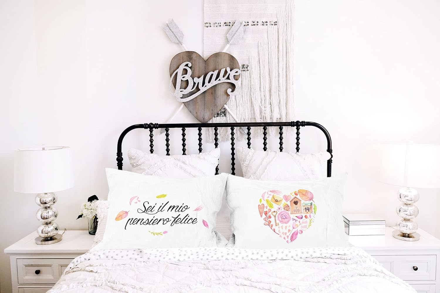 Italian Bed Linen Pair of Pillowcases Digital Printed Printed 52 X 82 Cm - Printed-45 image number 3