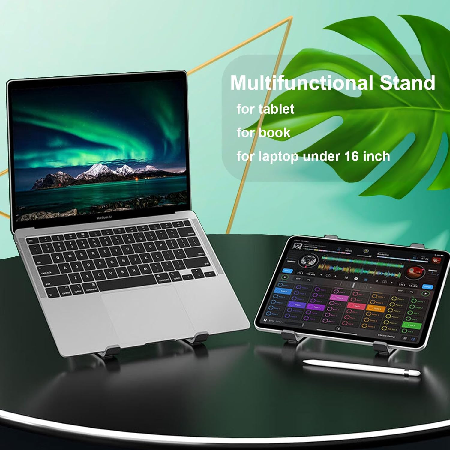 Ekvinor Laptop Holder Riser Computer Tablet Stand 6 Angles Adjustable Aluminum Ergonomic Foldable Portable Desktop Holder Compatible for Macbook Ipad HP Dell 10-15.6&rdquo; Black image number 5