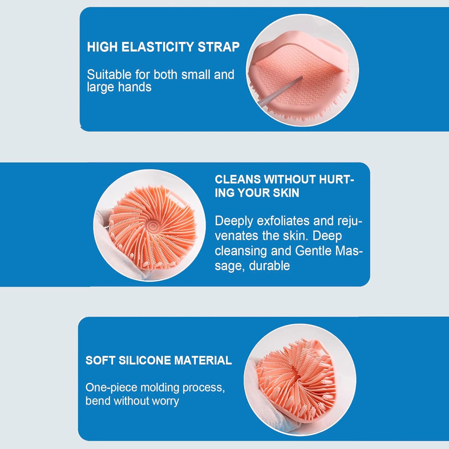 Silicone Body Scrubber, Exfoliating Body Scrubber for Sensitive Skin, Non-Slip Shower Scrubber for Body, Silicone Body Brush for Showering, Charcoal, Effective Showering Exfoliation, Gentle Massage image number 6