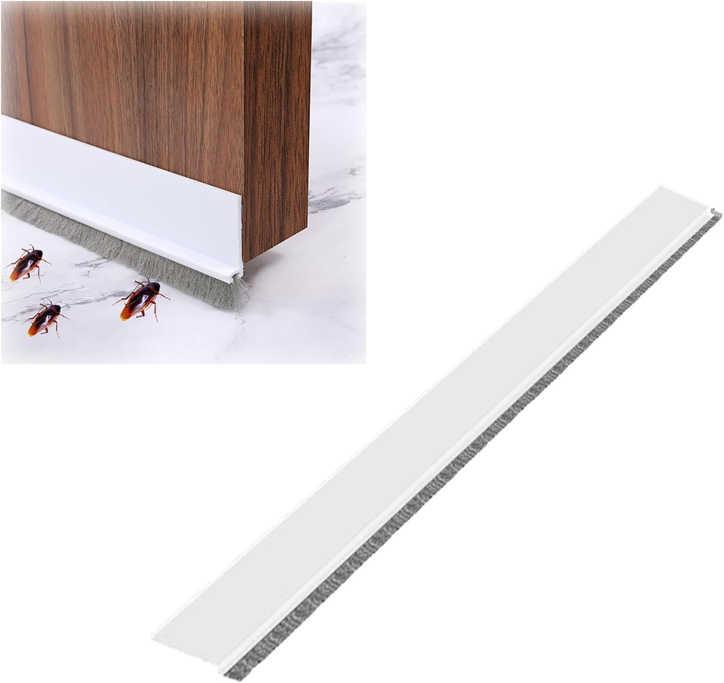 Door Sweep Brush Seal 39" - Self Adhesive Draft Stopper for Bottom of Door - White, Integrated Design for Noise and Air Insulation image number 5