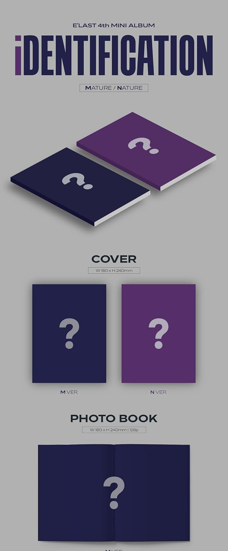 E'LAST Identification 4Th Mini Album N Version Cd+1P Folded Poster on Pack+128P Photobook+1P Photocard+Lyrics Sheet+1P Polaroid+1Ea Sticker+1Ea Thanks to Paper+1Ea Bookmark+Tracking Sealed image number 4