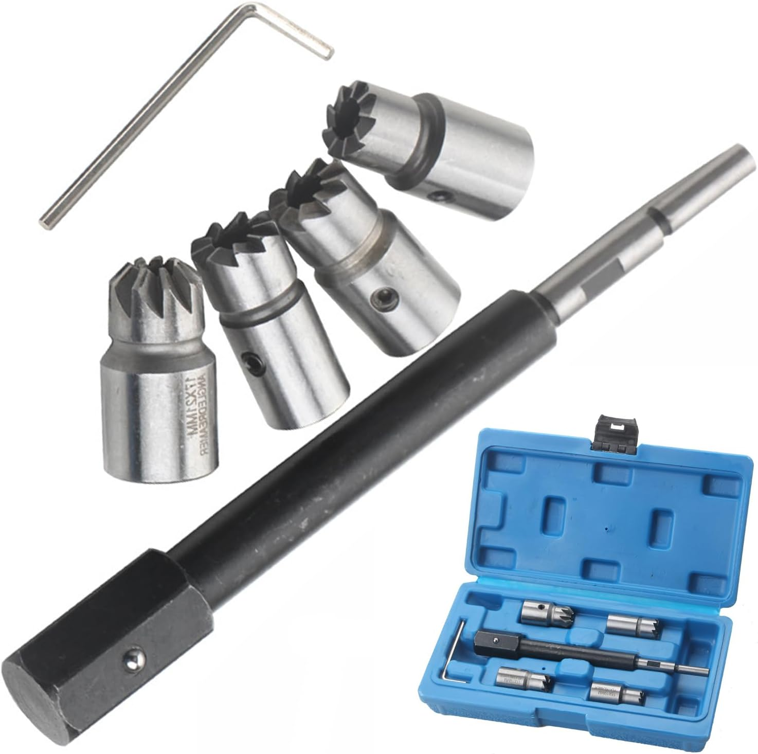 Injector Cleaner Kit 5Pcs Diesel Injector Seat Cutter Cleaner Diesel Injector Set-Injector Seat Cleaning Set-Precision Set of 6 Reamers for Marine Car Racing Lawnmower Automotive Vehicle image number 6