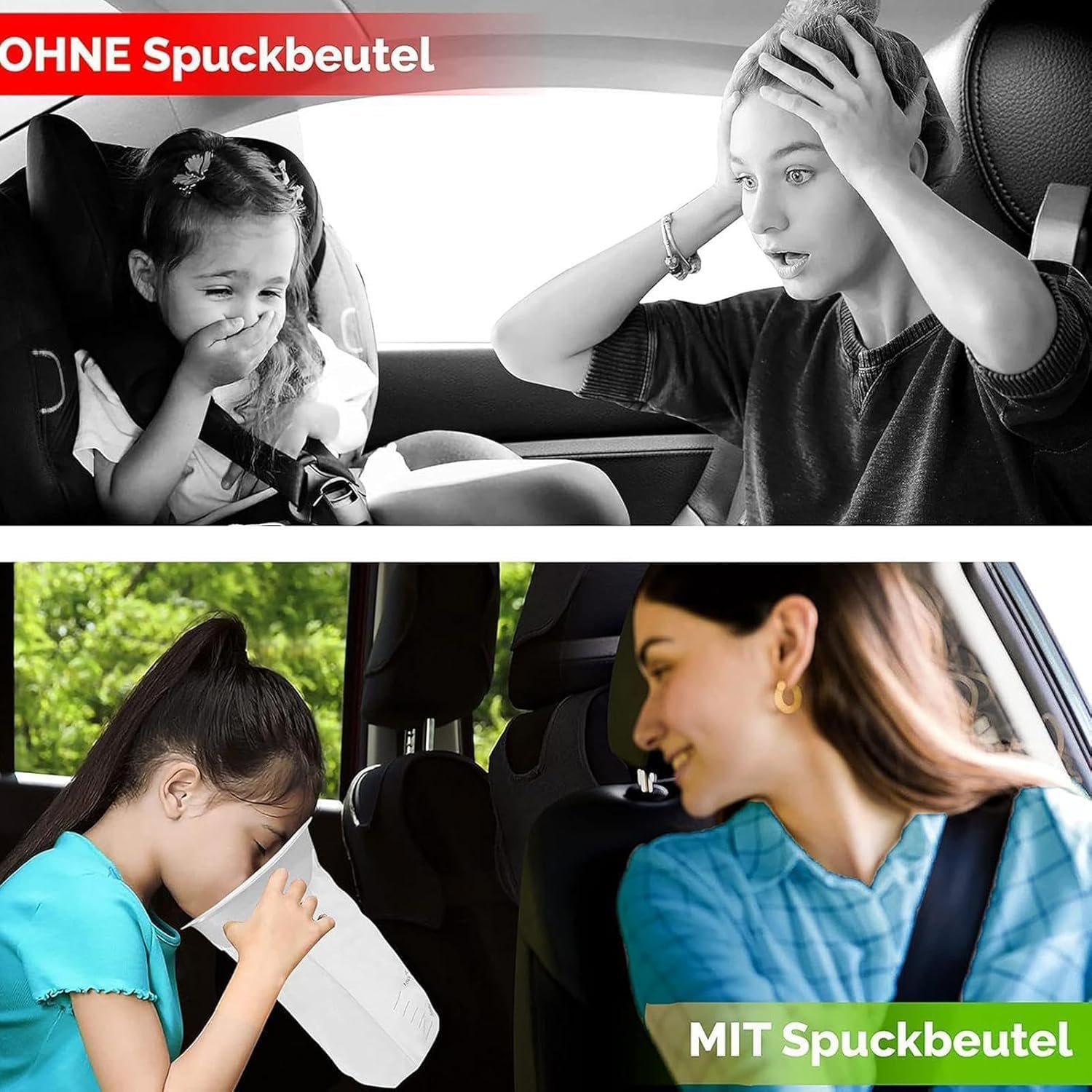 Vomit Bags Disposable,Emesis Bags, 15 Pack &ndash; 1000Ml Barf Bags with Snap,Perfect for Morning Sickness,Kids,Pregnant Woman,Car Motion Sickness，Airsick.Etc image number 2