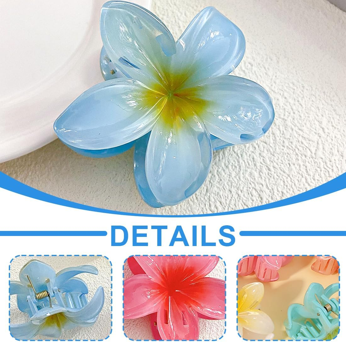 IKOPFLN Pack of 12 Flower Hair Clips, 4 Cm Cute Acrylic Hair Clips, Small Hair Clips, Non-Slip Hair Jaw Clips for Women, Girls, Medium and Thin Hair Styling Accessories (Six Colours), A, A image number 1
