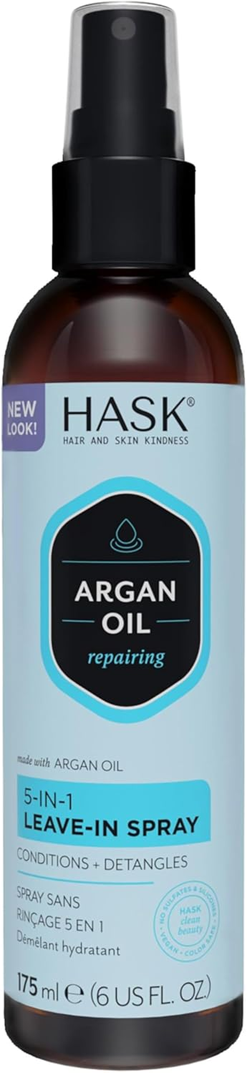 HASK Argan Oil Repairing 5-In-1 Leave-In Conditioner for All Hair Types, Colour Safe, Gluten-Free, Sulfate-Free, Paraben-Free - 1 175 Ml Bottle image number 4