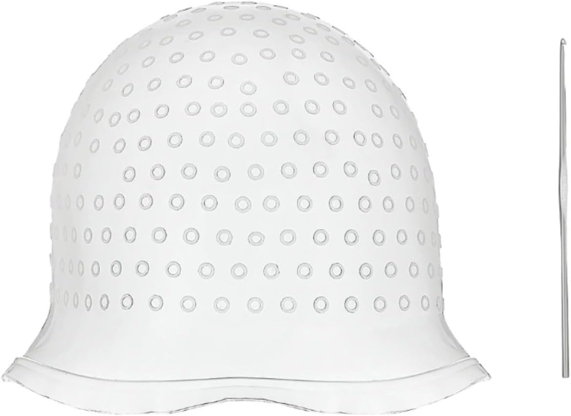 Hair Extension Cap, Hair Dye Set, Silicone Highlight Cap, Hair Dye Set, Beauty Accessories for Hair Strands with 1 Steel Needle, Strands Hood with Holes