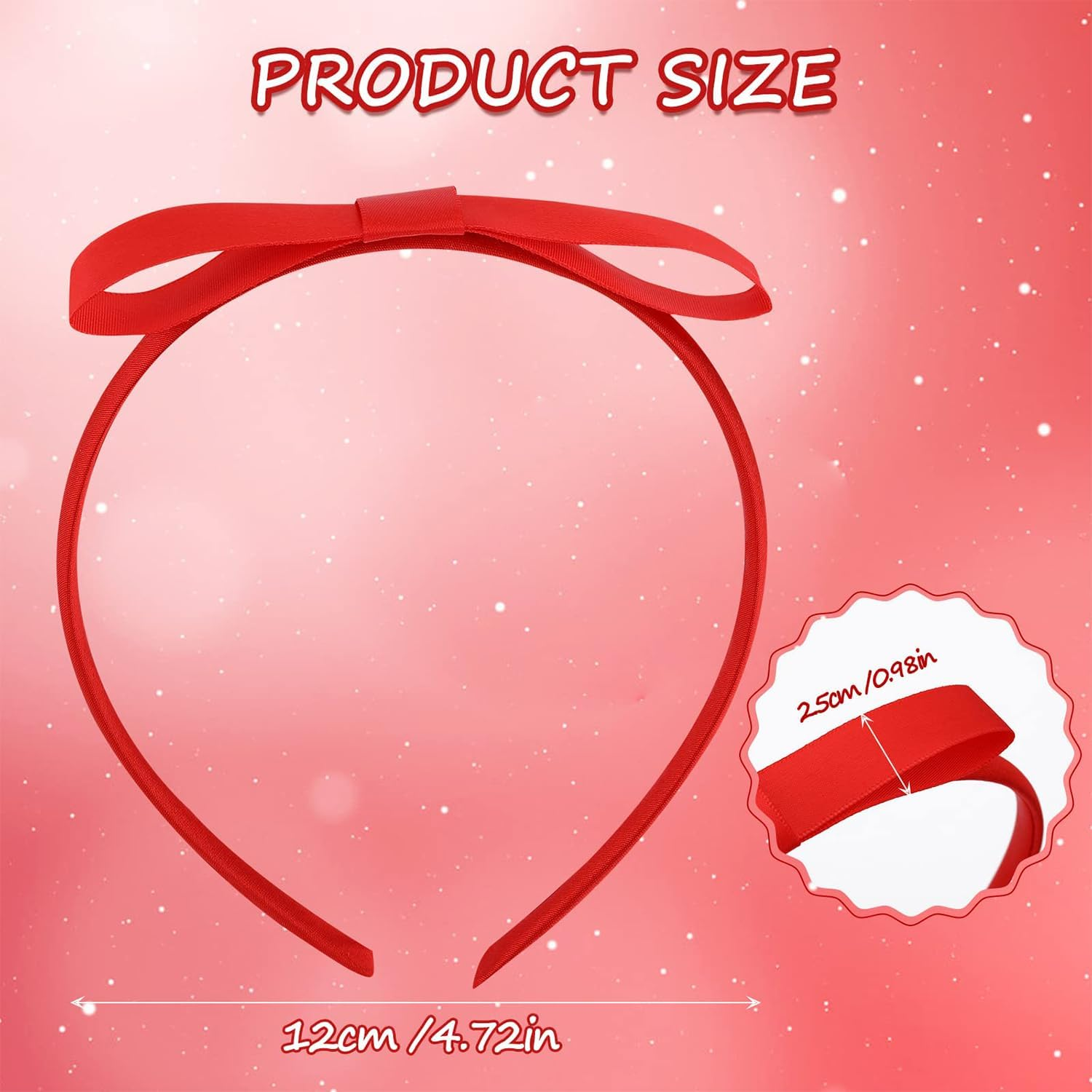 Red Bow Headband for Girls Women, Cute Hair Bow Knotted Hair Hoop, World Book Day Party Cosplay Costume Accessories for Matilda image number 6