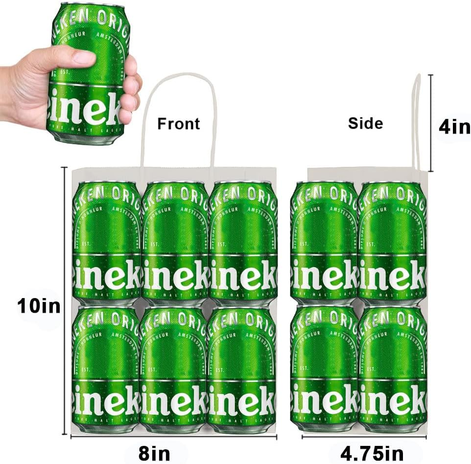 Toovip 100 Pack 8X4.75X10 Inch Medium White Kraft Paper Bags with Handles Bulk, Gift Wrap Bags for Favors Grocery Retail Party Birthday Shopping Business Goody Craft Merchandise Take Out Bags Sacks - Black image number 4