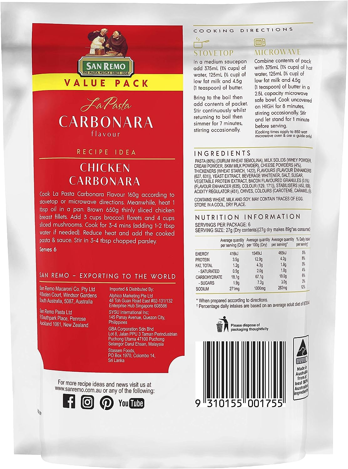 San Remo La Pasta Carbonara, 160 G, Carbonara image number 2