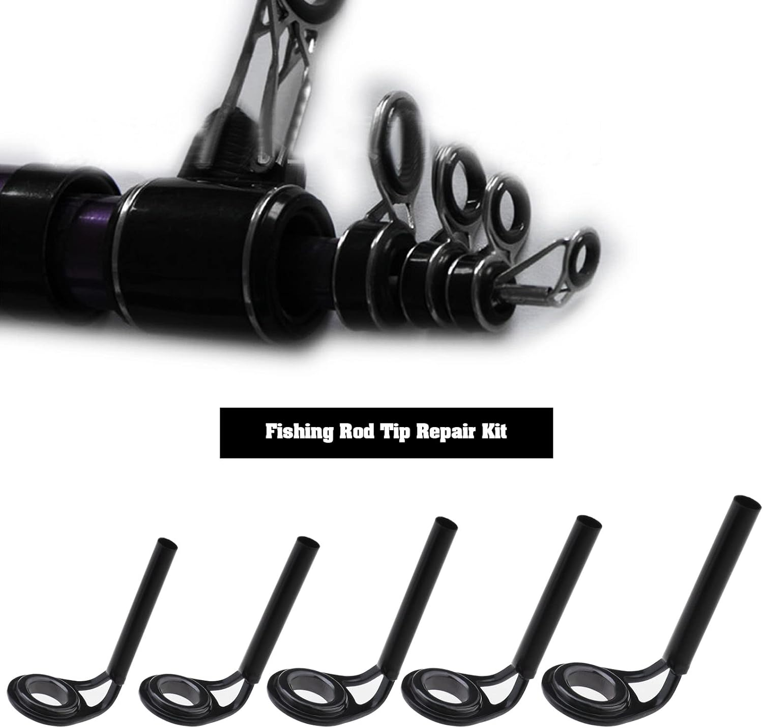 VGOL 15Pcs Fishing Line Spinning Guide Eyes Rings Fishing Rod Tip Repair Kit Fishing Rod Guide Various Size Tip Fishing Supplies for Saltwater Freshwater image number 5