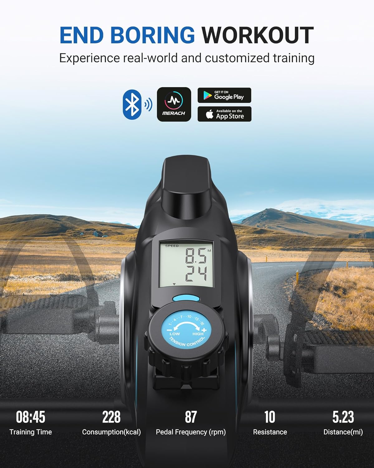 Under Desk Bike Pedal Exerciser, Quiet Magnetic Mini Exercise Bike with MERACH App for Arm, Leg Recovery, Physical Therapy, Smooth Foot Desk Cycle with 2 Resistance Bands & Non-Slip Mat - Black image number 3