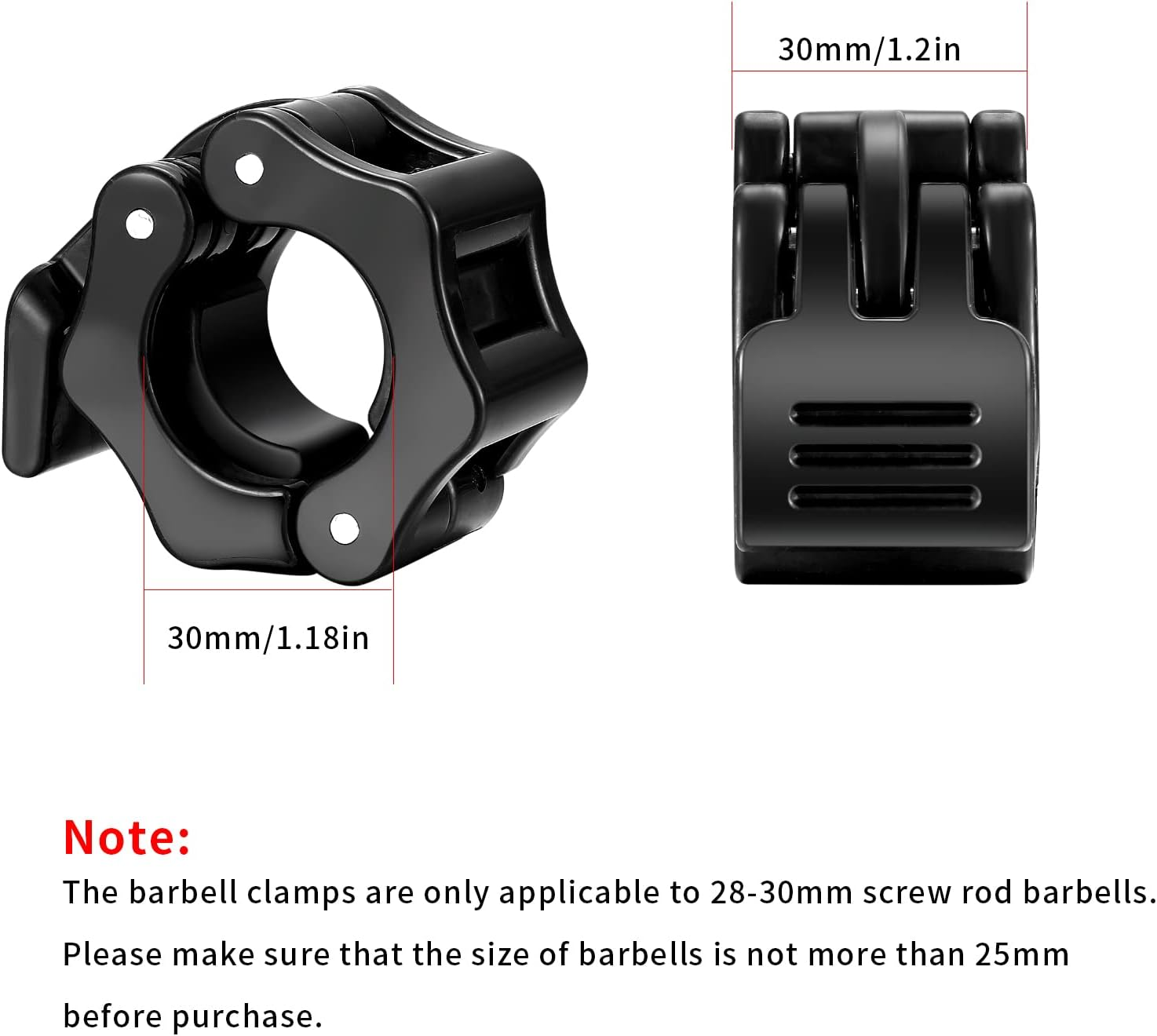 Pack of 4 Dumbbell Clasps, 30 Mm Barbell Clamps Collar Clips Locking Quick Release for Workout Weightlifting image number 4