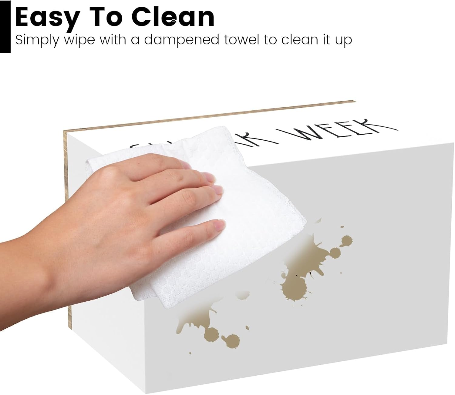 ZLHETWT Fashionable Tampon Holder, Girl Stuff Box with Lid, Wood Feminine Product Organizer Girl Stuff Box with Compartments Solid Tampon Holder for Women (White) image number 6