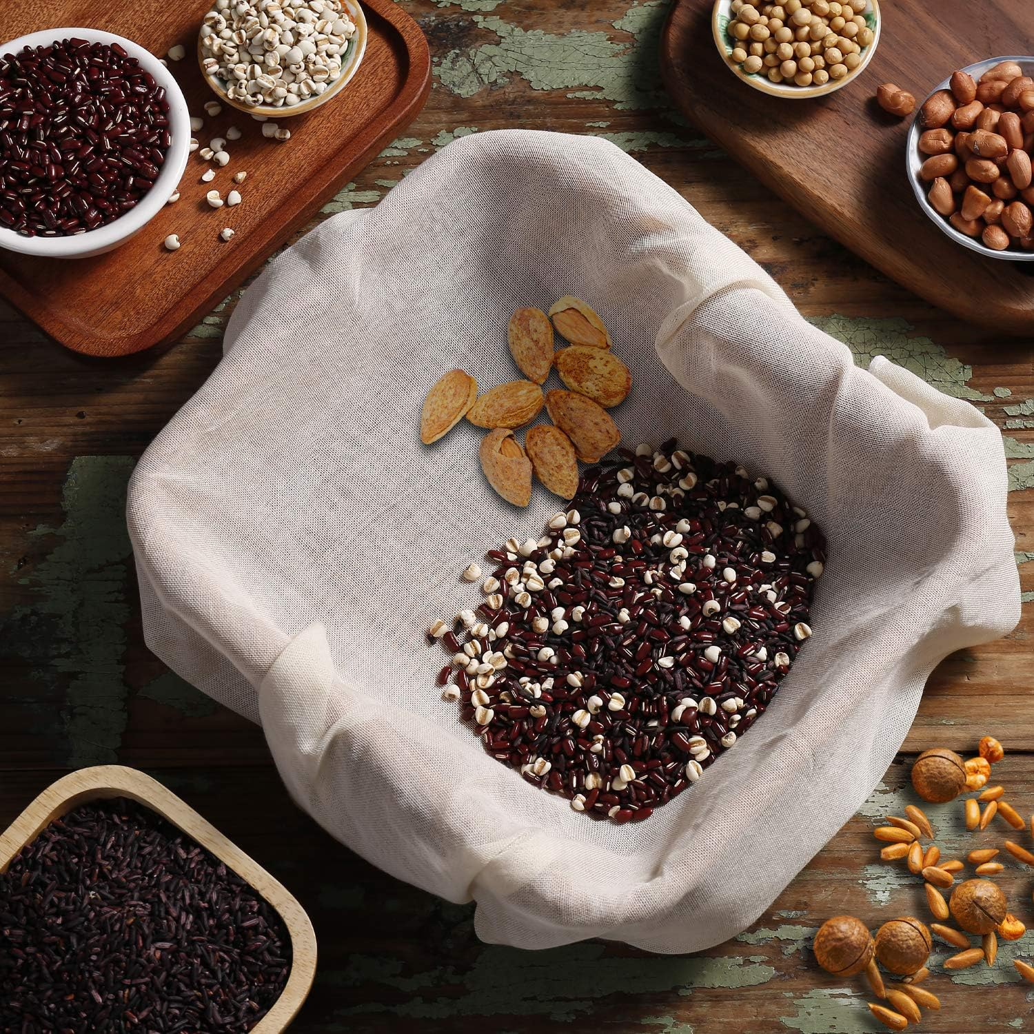 Xelnaga 5 Pack Muslin Cloths Reusable for Straining, 100% Unbleached Pure Cotton Cheesecloth, Soft Square Cheese Clothes Weave Fabric Filter for Cooking, Baking (50 X 50 Cm Food Strainer Cloth) image number 3