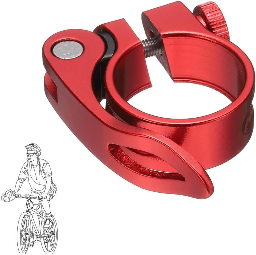 Bicycle Seat Post Clamp 34.9Mm Aluminum Alloy Seat Tube Clip Bike Quick Release Clamp, Bike Quick Release Seat Post Collar Suit for Diameter 30.4 To31.6Mm Bike Road Bike Seat Post Tube, Red image number 5