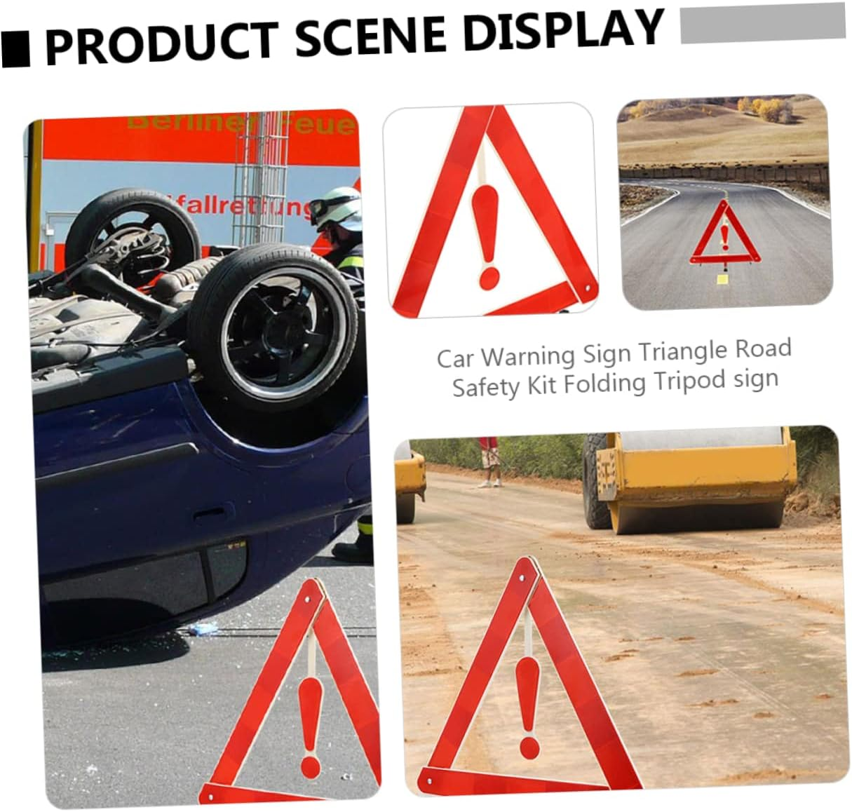 SOLUSTRE 4Pcs Car Warning Sign Warning Triangle Safety Sign Kit Automotive Triangles Road Safety Kit image number 1