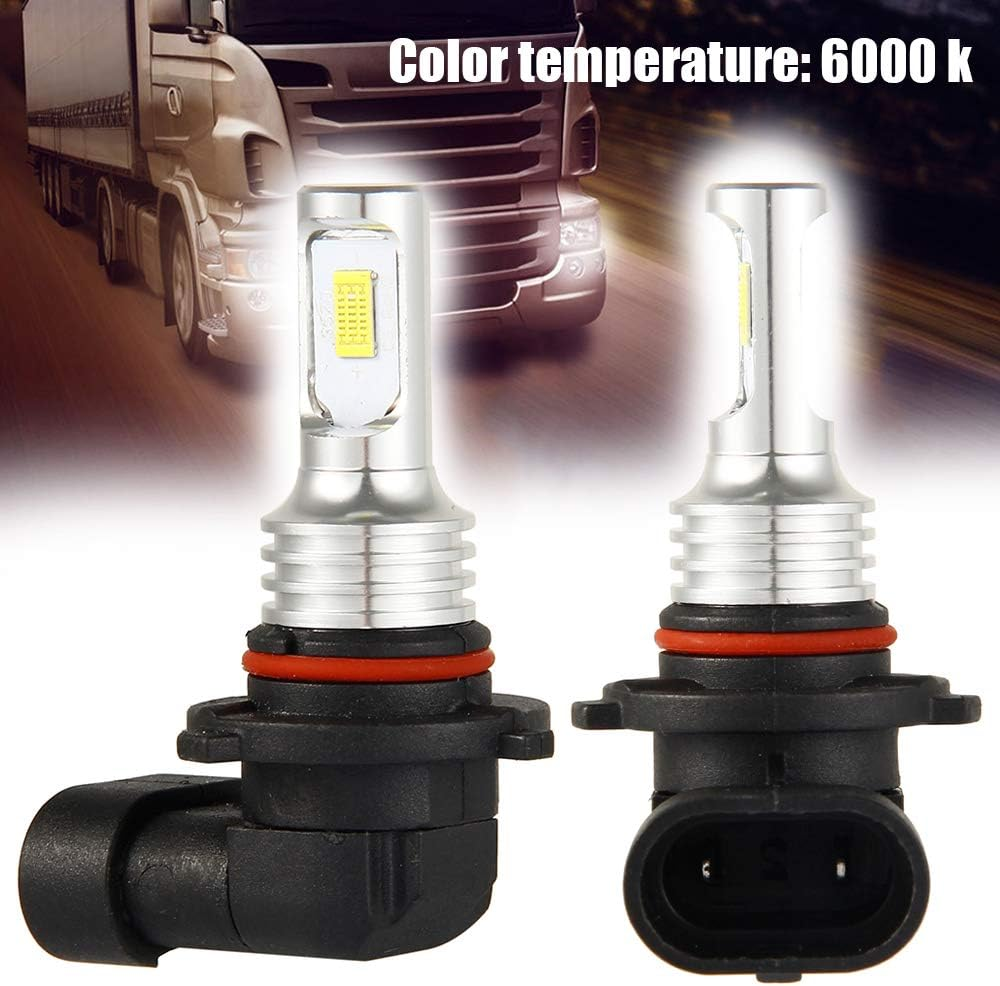 2Pcs Car HB3 LED Bulbs 9005 Headlight Kit, Fog Bulb Lamp Light 6000K Xenon White(White-6000K)
