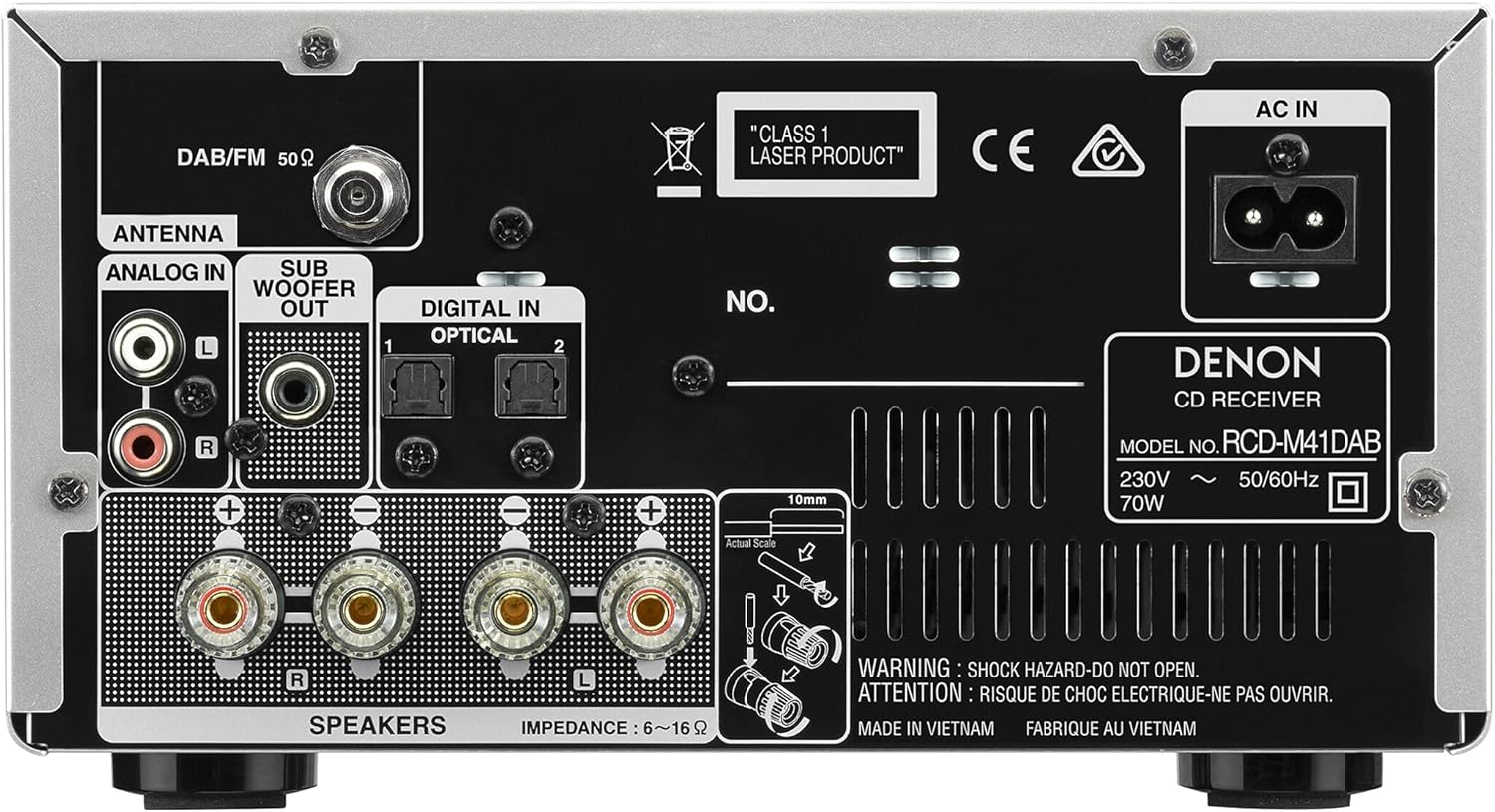 Denon Stereoanlage D-M41 DAB Bluetooth&reg;, CD, DAB+, UKW, 60 W Silver, Black image number 1