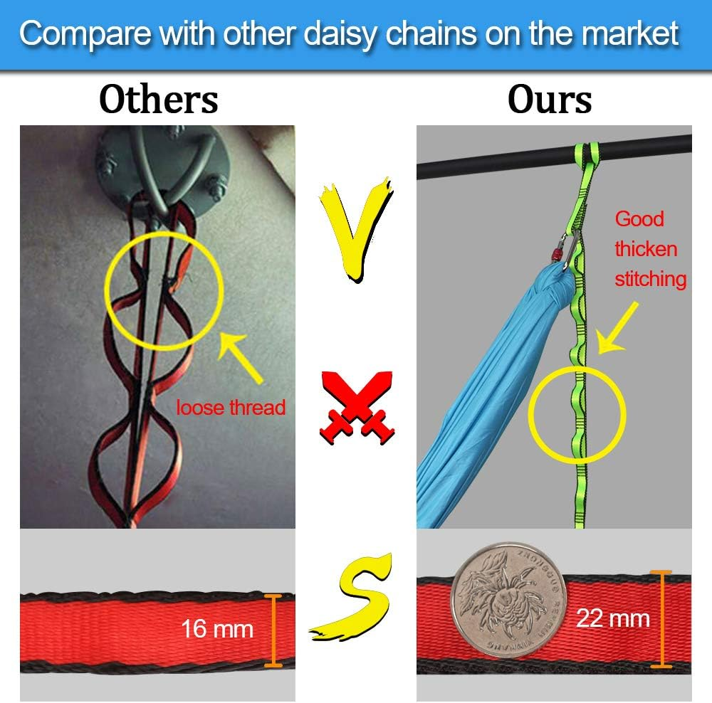 KIKIGOAL 2Pcs Safety Daisy Chains Strong Climbing Strap Adjustable Nylon Strap Rope Yoga Pilates Stretching Straps image number 3