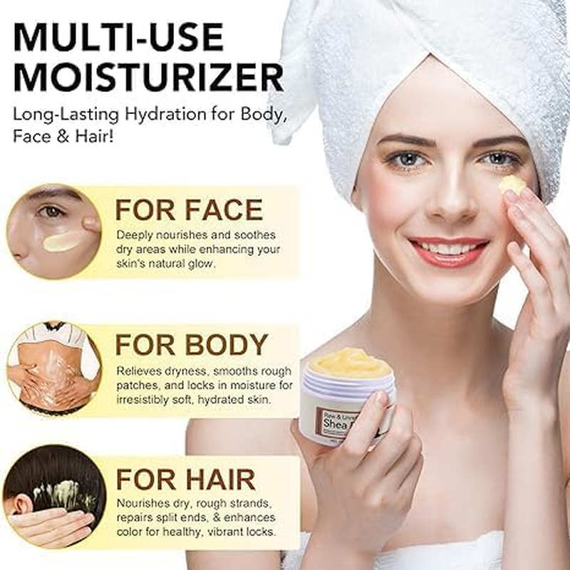Smyrnastore-Pure Organic Shea Butter, Natural Raw Unrefined Butter, Hair Skin Body Face Lips Care, Enriched Vitamins, Nature Hydrating Moisturizing, Skincare Cream for Dry Cracked Skin & Stretch Marks & Anti-Aging, 4.2Oz/120Gr image number 3