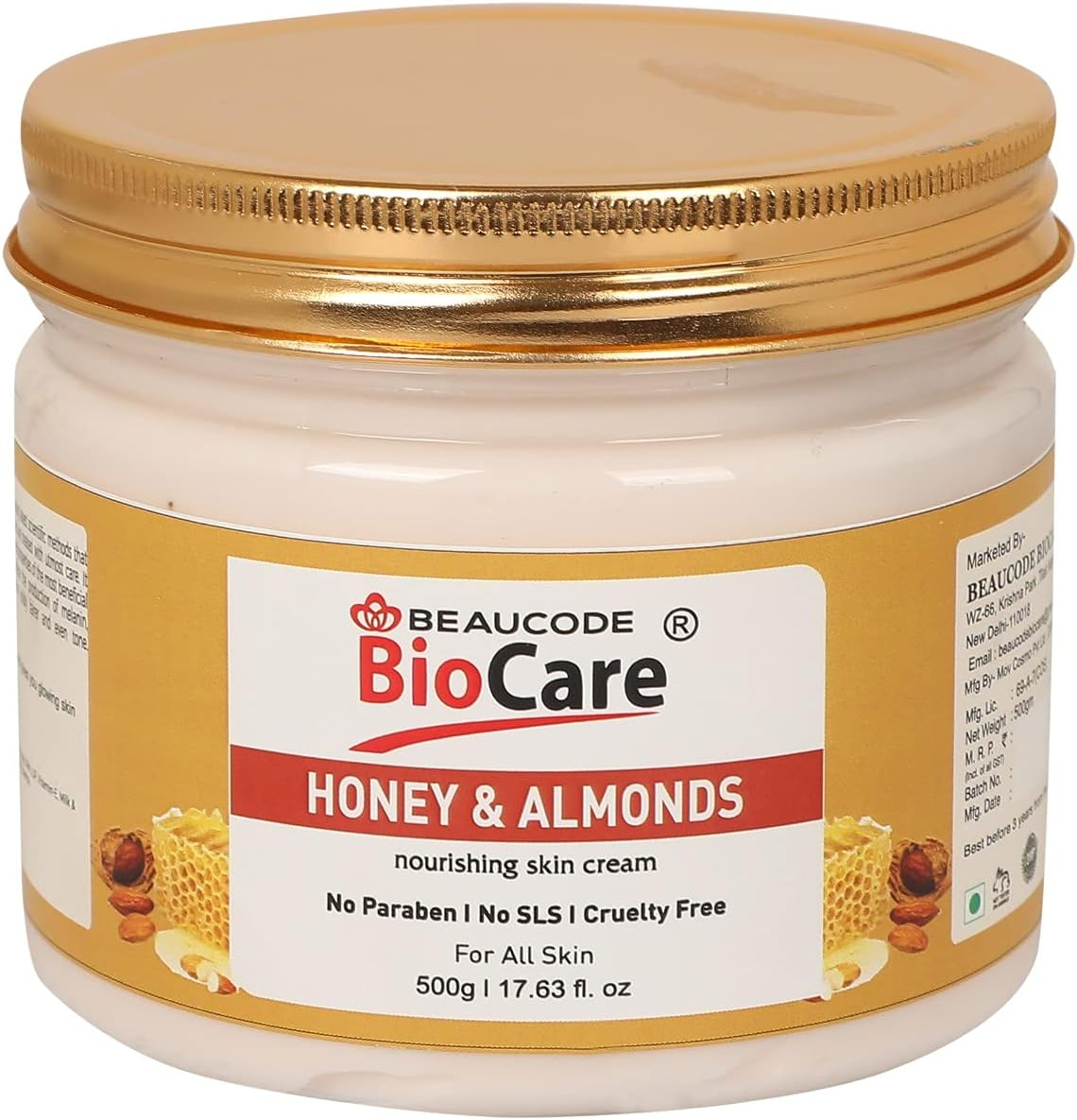 Honey & Almonds Face & Body Cream | Whitening and Brightening | Softening and Nourishing Cream | No Paraben | No SLS| Cruelty Free | for All Skin -500G