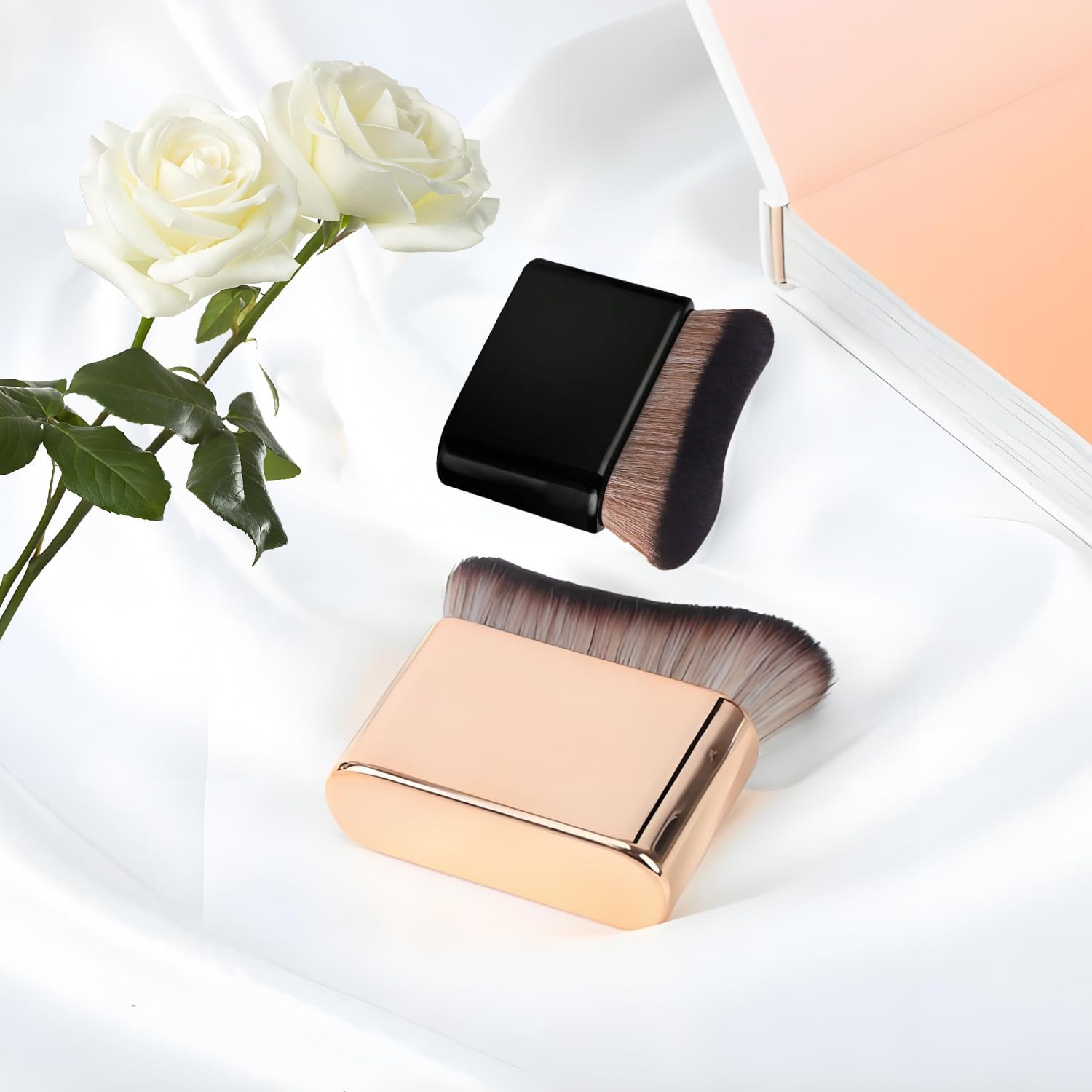 2 Body Brushes,Powder Brushes,Large Makeup Brushes Suitable for Fake Tan,Foundation,Blush,Bronzer,Sunscreen,And Tanning Applicators,Suitable for Face and Body（Black,Rose Gold) image number 4