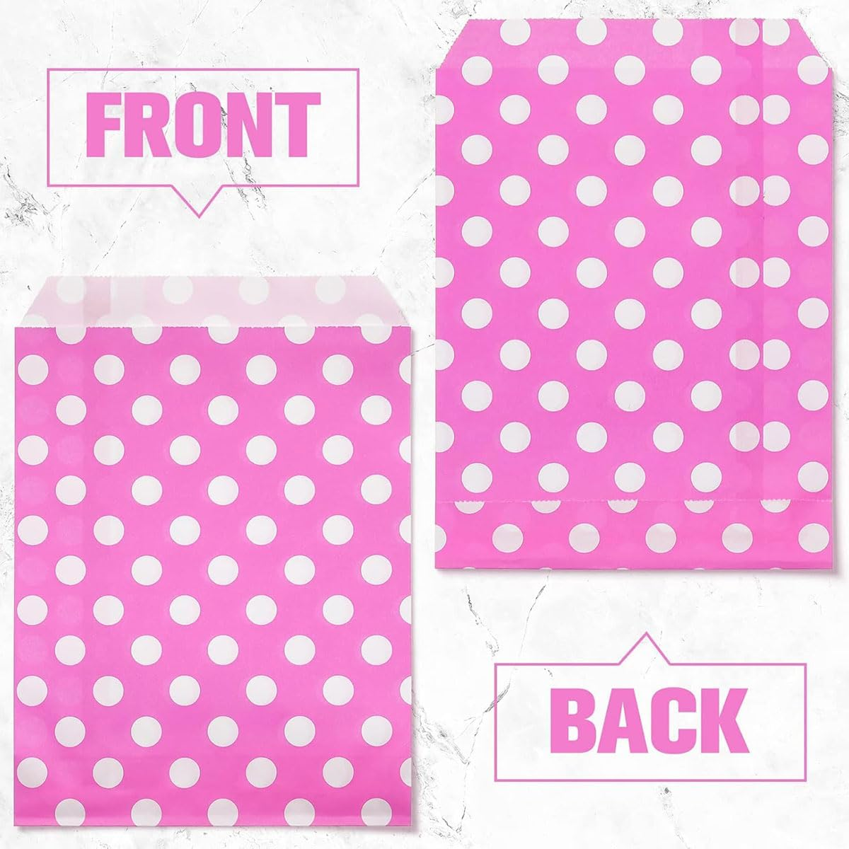 AIMALL 100Pcs Colorful Dot Paper Bags, 5.1 X 7In Party, Wedding, Dessert Packaging Bags, Food, Cookie, Small Gift Bags in Red, Rose Red, Yellow & Light Blue - Red image number 6