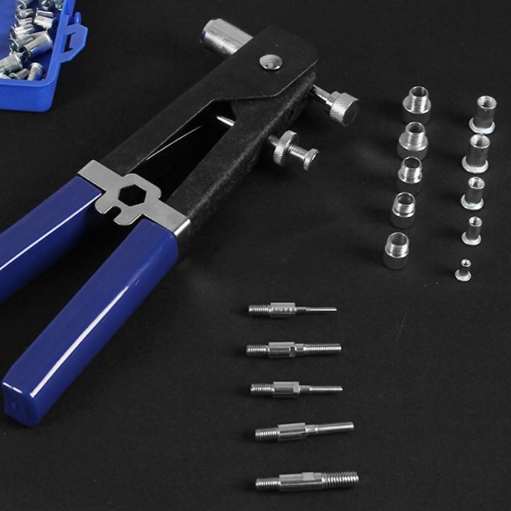 Poemtian Threaded Rivet Gun Kit,Hand Riveter Rivnut Nutsert Riveting Set,Nut Setter Insert Tool for Furniture, Decration, Car, Trailer, Boat, and More image number 1