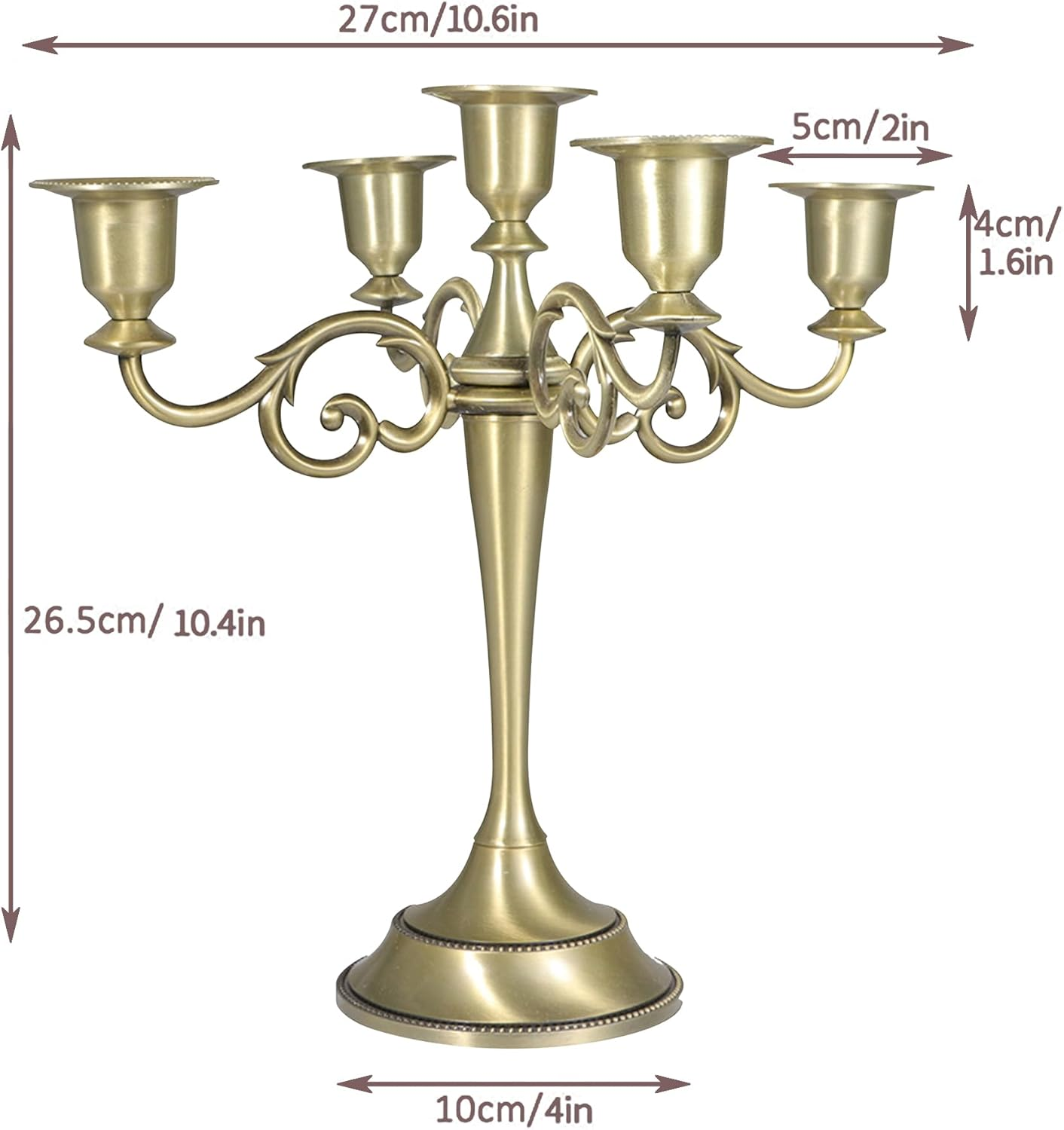 Incifuerza 5 Arms Metal Candelabras Candlestick Holder, Retro Black Taper Candle Holder for Dining Table, Fireplace, Candelabra Centerpieces, Wedding Home Decoration Gloss Black (Antique Bronze) image number 2