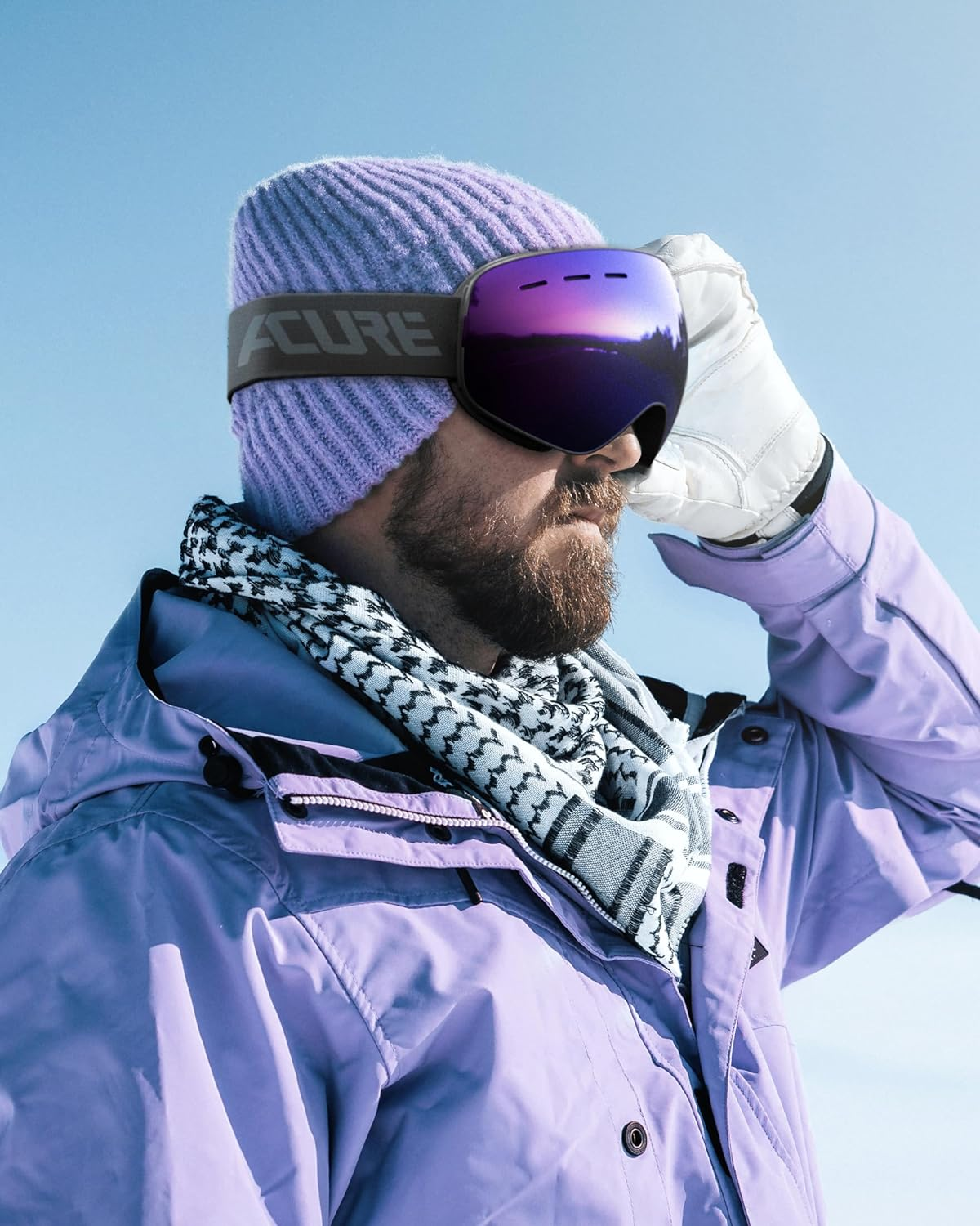 ACURE Ski Goggles, OTG Frameless Snow Snowboard Goggles of Dual Lens with anti Fog & UV400 Protection for Men, Women, Youth image number 5