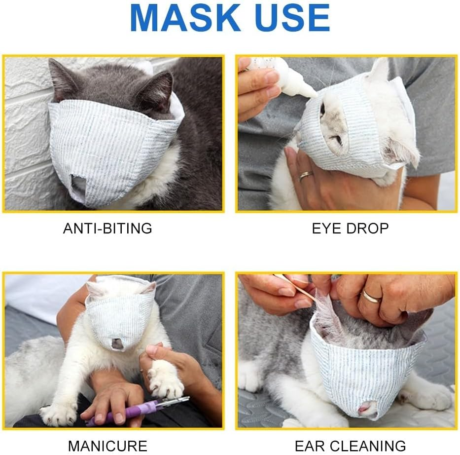 Mioyoow Cat Muzzles, Breathable Pet Cat Masks, Muzzle, anti Bite, anti MIAU Cat Retention Bags for Grooming Nails