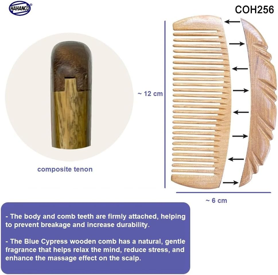 Green Cypress Wood Hair Comb, Handcrafted Wedge Design, 12 X 6 Cm image number 4