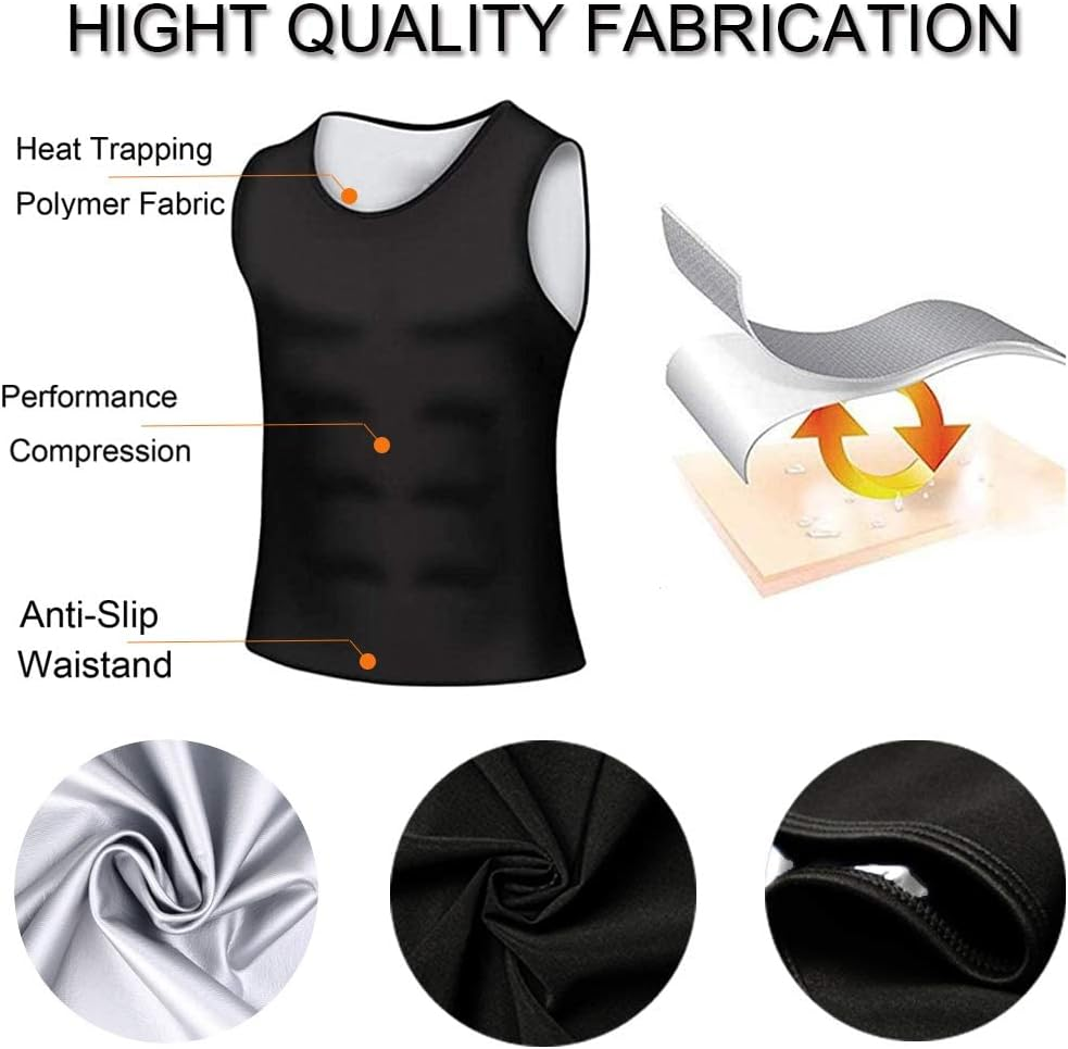 Sweat Sauna Vest for Men Heat Trapping Polymer Vest Sauna Suit Workout Tanktop Pullover Waist Trainer Shirt Bodyshaper image number 5
