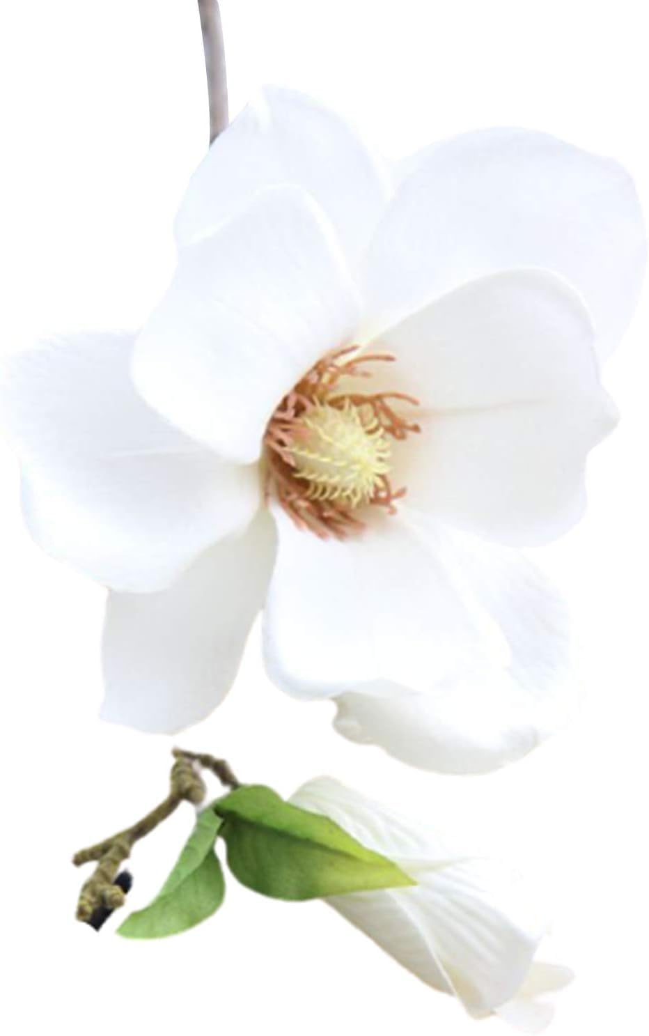White Artificial Magnolia Fake Silk Flower Single Floral Home Decor Living Room Bedroom Garden Party Wedding Decoration in Pots Vase Home D&eacute;cor Products for Desk Table, Artificial Flowers image number 4