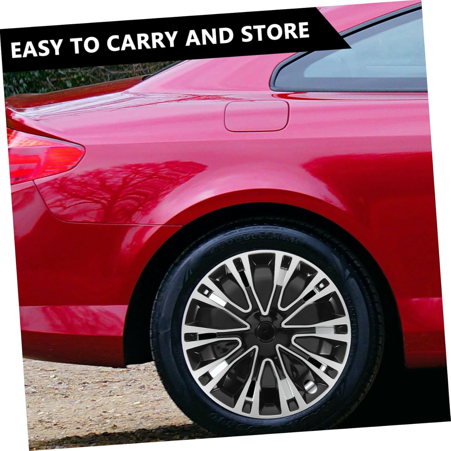 Alipis Decorative Wheel Hub Covers Replacement Hubcaps for 18.3-Inch Steel Rims Silver Black Automotive Truck SUV Wheel Rim Cover Car Accessories image number 3