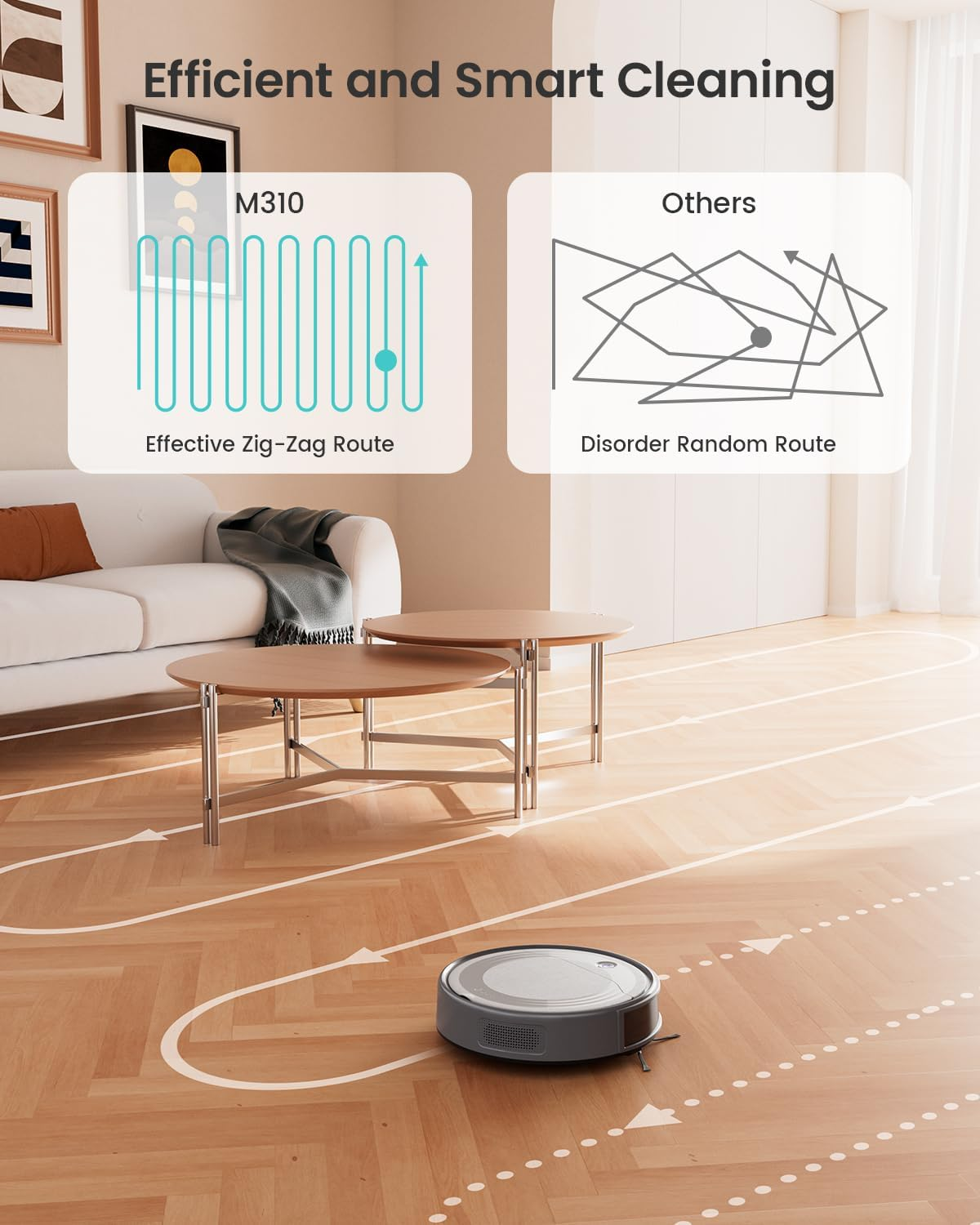 Lefant Robot Vacuum Cleaner 4500Pa, 180 Min Run Time, Robot Vacuum Cleaner 6 Cleaning Modes, Precise Obstacle Avoidance 4 Cm, App/Alexa Control, Anti-Tangle, Pet Hair and Hard Floors, M310 Grey image number 4