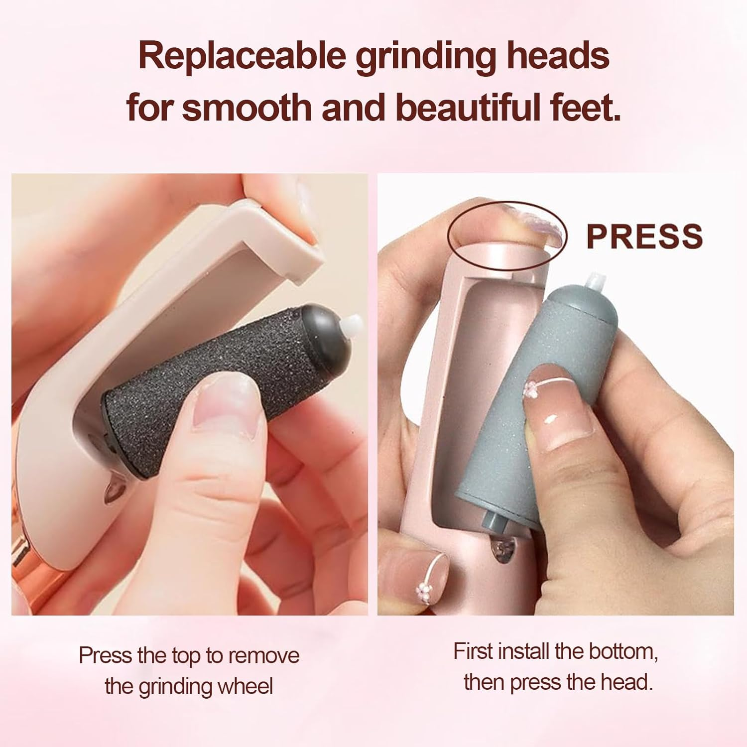 Trrtdo Electric Foot File Callus Remover for Feet - Rechargeable Electric Callus Shaver Foot Exfoliator Tool Pedicure Kit to Remove Dry Dead Skin Smoother Feet (Pink)