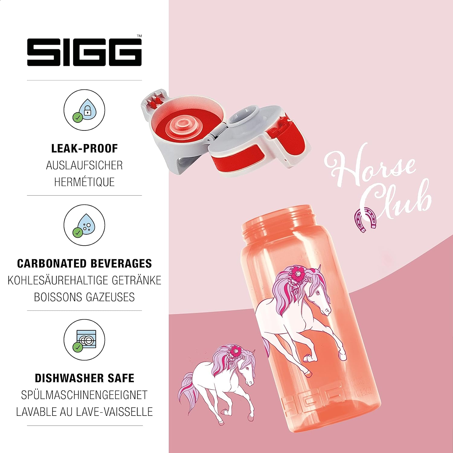 Sigg - Kids Water Bottle - Viva One Horse Club - Leak-Proof Lid - Dishwasher - Bpa Free - Sport and Bike - One Hand Children'S Drink Bottle - 17 Oz - 3 Girls Way image number 4