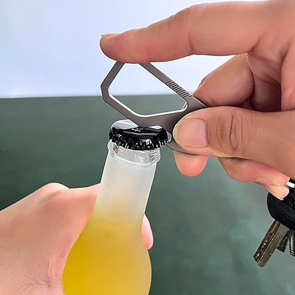 Premium Titanium Key Keeper with Genuine Leather Belt Loop with Secure Carabiner Clip, Built-In Bottle Opener and Compact Key Ring Ultra-Lightweight and Durable Everyday Carry Essential image number 6